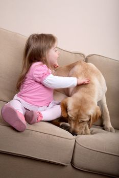 Therapy Dog and Little Girl