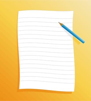 Ruled paper with pencil