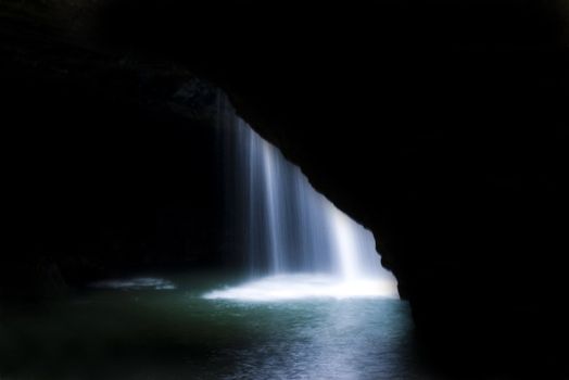 cave and waterfall