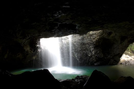 cave and waterfall