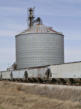 Grain Elevator and Train Cars