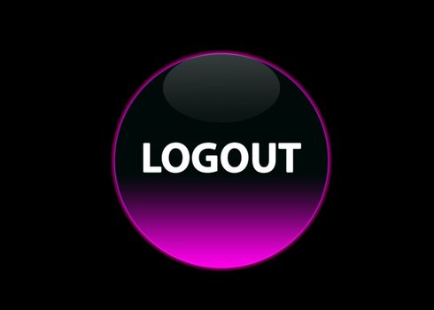 one pink neon button logout, black background