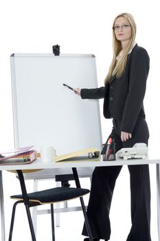 business woman  working on isolated background
