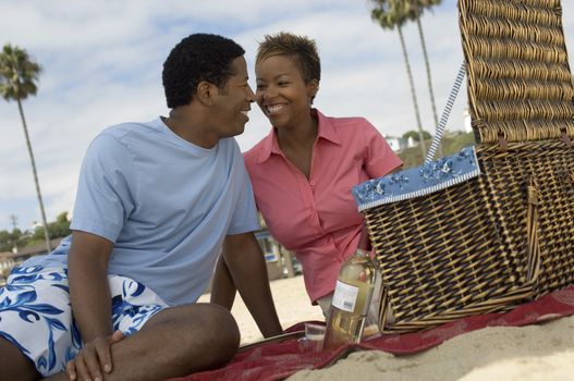 Couple Having a Picnic at the Beach