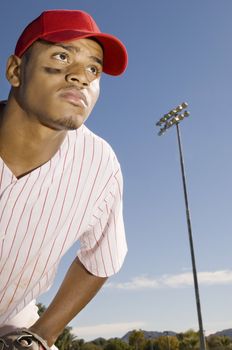 Baseball Outfielder Waiting For Play