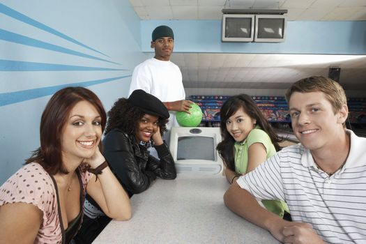 Group of Friends in Bowling Alley
