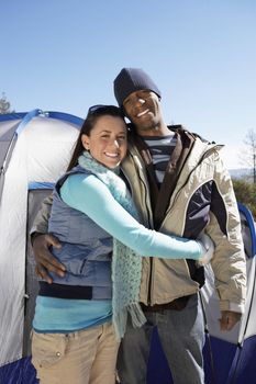 Young Couple Tenting and Roughing It