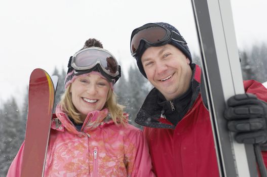 Happy Couple on the Ski Slope