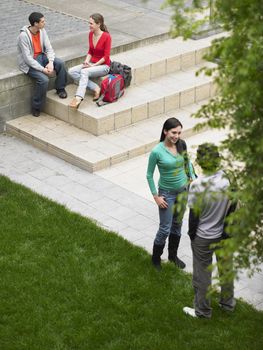Students Chatting Outdoors