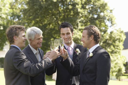 Groom with Groomsmen and Father