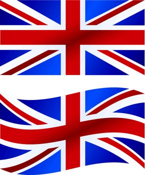 Vector illustration: British flag, includes waving version