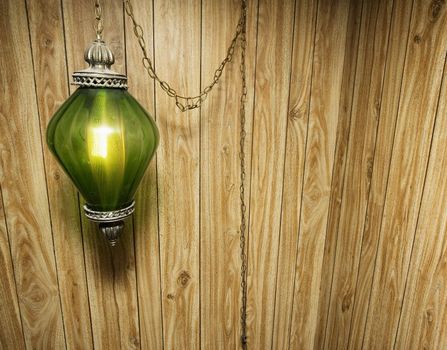 Wood Paneling and Hanging Lamp
