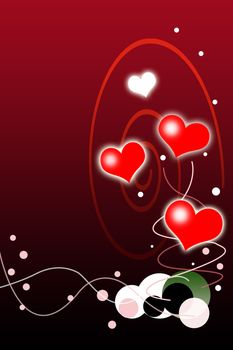 Valentines Day Background with Red and White Hearts