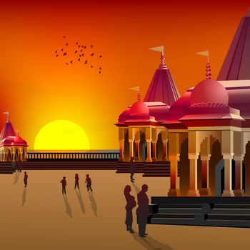 silhouette view of temple, place of worship
