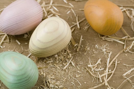 Painted wooden eggs