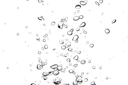 bubbles in fresh cool water with white background