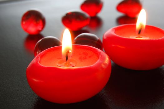 red hot candles showing xmas or spa decoration