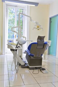 dentist's chair in examination room