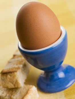 Soft Boiled Egg in a Egg Cup with Toasted Soldiers