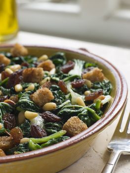 Silverbeets Sultanas and Pine Nuts