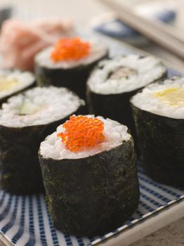 Small Rolled Sushi on a Plate