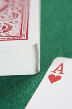 Deck of cards on a poker table