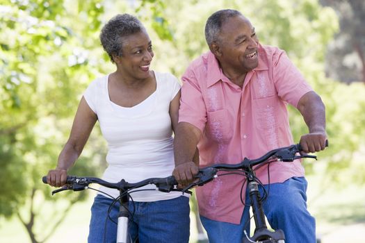 Senior couple on bicycles 