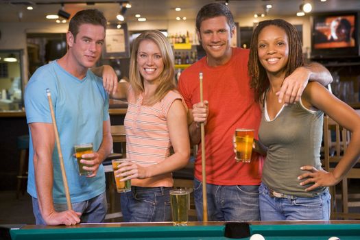 Friends at a pool hall