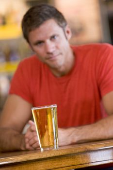 Man having a glass of beer