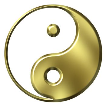 3d golden tao symbol isolated in white