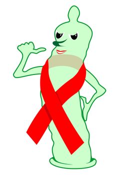 Condom with Anti-Aids Red Ribbon
