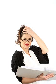 A young woman - business or student is stressed 