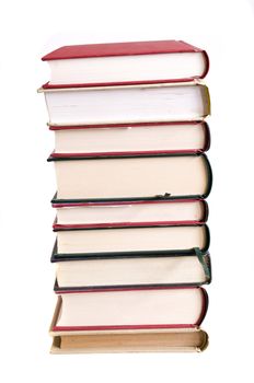stack of colorful books, on white background