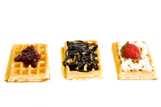 yummy delicious homemade waffles, on white background