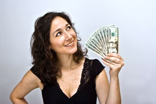 Woman waving money