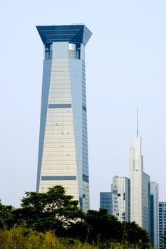 China, Guangdong province, Shenzhen city. Modern, high skyscraper in Futian district.
