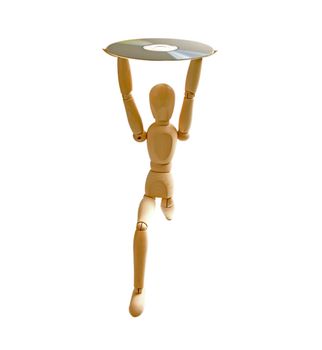 wood mannequin with CD-rom