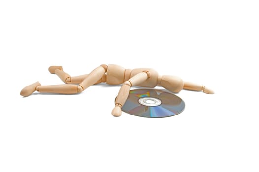 wood mannequin with CD-rom