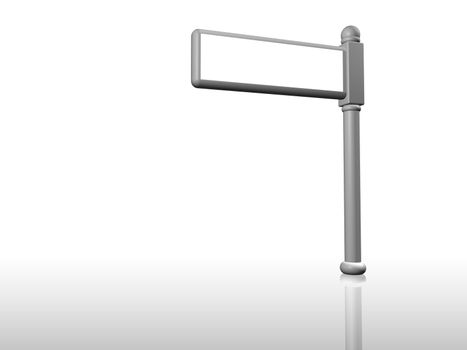 3D Render of a blank sign post isolated on white background.