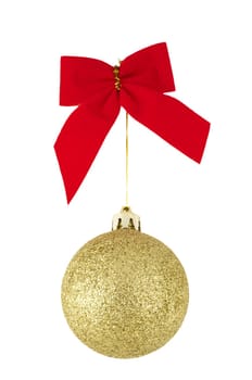 Red Bow and Golden Christmas ball