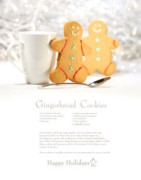 Hot holiday drink with gingerbread cookies with recipe