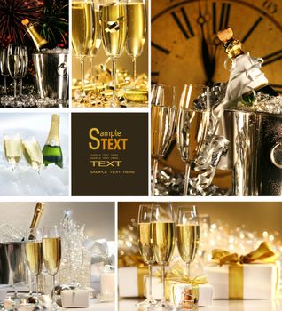 Collage of champagne images for New Years 