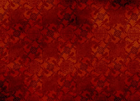 Chinese red textured pattern in filigree for background or wallpaper - smooth