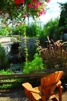 Patio and pond landscaping