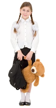 Girl and toy bear