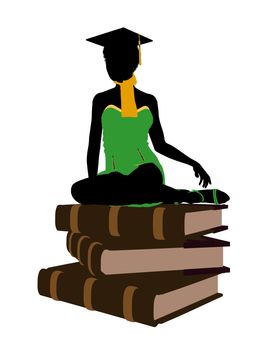 African American Graduate Illustration Silhouette