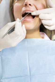 young woman doing dental checkup. Copy space 
