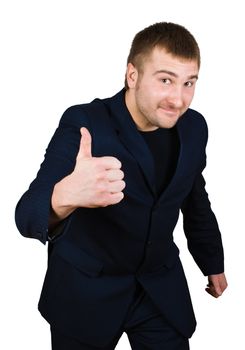 businessman show thumb up sing