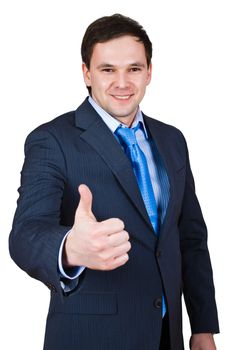 businessman show thumb up sing