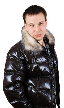 man in down-padded coat